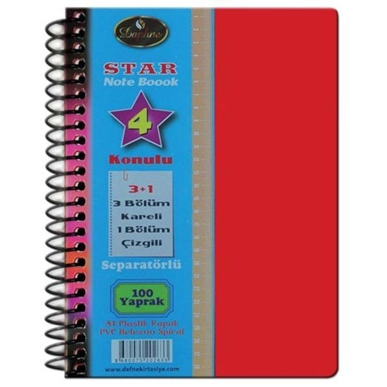 STAR P.P KAPAK A-4 AYRAÇLI 3+1 100 YAPRAK STAR P.P KAPAK A-4 AYRAÇLI 3+1 100 YAPRAK