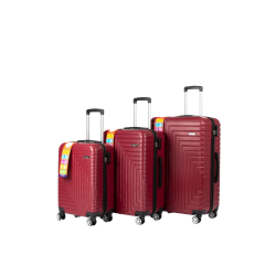 Abs Plastik Valiz Bordo 3'Lü