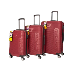 Abs Plastik Valiz Bordo 3'Lü