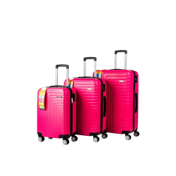 Abs Plastik Valiz Fuşya 3'Lü