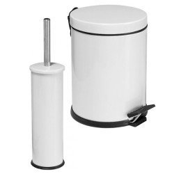 2'Li Banyo Seti Beyaz (Mikro 3 Pedallı Çöp Kovası+Mikro 1 Fırçalık)