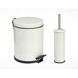2'Li Banyo Seti Krem (Mikro 3 Pedallı Çöp Kovası+Mikro 1 Fırçalık)