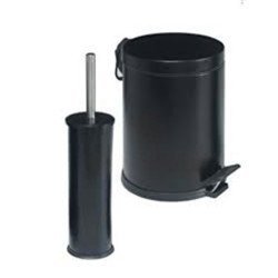 2'Li Banyo Seti Siyah (Mikro 3 Pedallı Çöp Kovası+Mikro 1 Fırçalık)