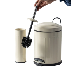 2’Li Vıntage Desenli Banyo Seti Krem (5 Lt Pedallı Çöp Kovası+Mikro Wc Fırçalık) 2’Li Vıntage Desenli Banyo Seti Krem (5 Lt Pedallı Çöp Kovası+Mikro Wc Fırçalık)