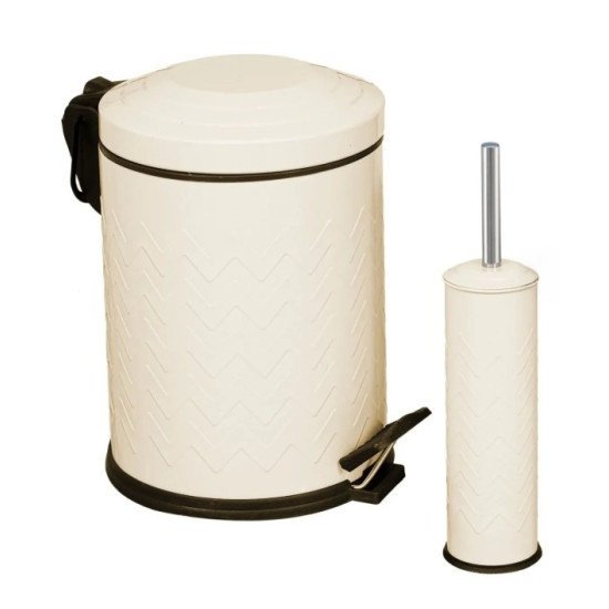 2’Lİ ZİK ZAK BANYO SETİ KREM (5 LT PEDALLI ÇÖP KOVASI+MİKRO WC FIRÇALIK) - Toptan fiyatına