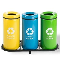 3’Lü Geri Dönüşüm Çöp Kovası Ağzı Açık Düz Kapak (Galvaniz) 3’Lü Geri Dönüşüm Çöp Kovası Ağzı Açık Düz Kapak (Galvaniz)