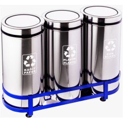 3’Lü Geri Dönüşüm Çöp Kovası Yanmaz Kapak (430 Klt.) 3’Lü Geri Dönüşüm Çöp Kovası Yanmaz Kapak (430 Klt.)