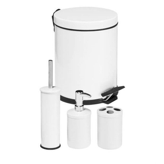 4LÜ BANYO SETİ BEYAZ (5 LT PEDALLI ÇÖP KOVASI+SIVI SABUNLUK+DİŞ FIRÇALIK+WC FIRÇALIK) - Türkiyenin Toptan Tedarikçisi 4LÜ BANYO SETİ BEYAZ (5 LT PEDALLI ÇÖP KOVASI+SIVI SABUNLUK+DİŞ FIRÇALIK+WC FIRÇALIK) - Toptan fiyatına