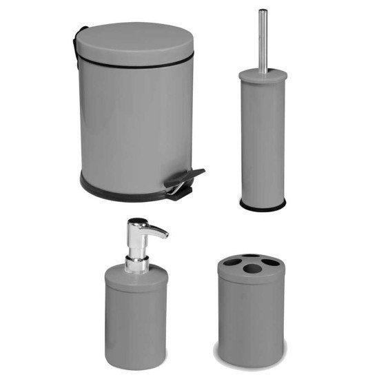 4LÜ BANYO SETİ GRİ (5 LT PEDALLI ÇÖP KOVASI+SIVI SABUNLUK+DİŞ FIRÇALIK+WC FIRÇALIK) - Türkiyenin Toptan Tedarikçisi 4LÜ BANYO SETİ GRİ (5 LT PEDALLI ÇÖP KOVASI+SIVI SABUNLUK+DİŞ FIRÇALIK+WC FIRÇALIK) - Toptan fiyatına