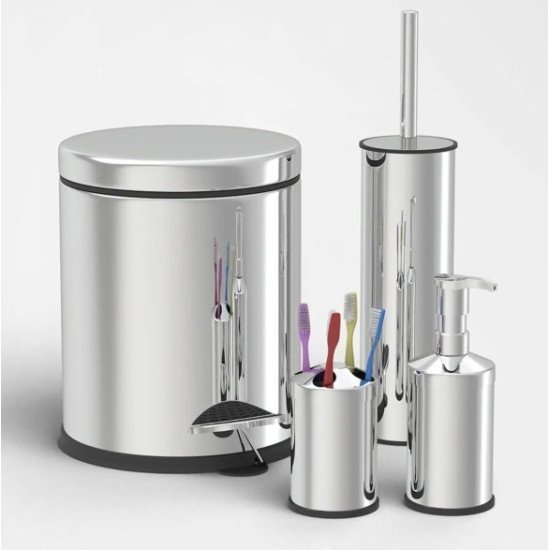 4LÜ BANYO SETİ PASLANMAZ KAPAK (5 LT PEDALLI ÇÖP KOVASI+MİKRO 1 WC FIRÇALIK+SIVI SABUNLUK+DİŞ FIRÇALIK) - Türkiyenin Toptan Tedarikçisi 4LÜ BANYO SETİ PASLANMAZ KAPAK (5 LT PEDALLI ÇÖP KOVASI+MİKRO 1 WC FIRÇALIK+SIVI SABUNLUK+DİŞ FIRÇALIK) - Toptan fiyatına