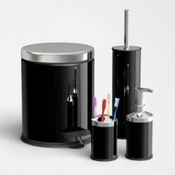 4'Lü Banyo Seti Paslanmaz Kapak Siyah (5 Lt Pedallı Çöp Kovası+Mikro 1 Wc Fırçalık+Sıvı Sabunluk+Diş Fırçalık) 4'Lü Banyo Seti Paslanmaz Kapak Siyah (5 Lt Pedallı Çöp Kovası+Mikro 1 Wc Fırçalık+Sıvı Sabunluk+Diş Fırçalık)