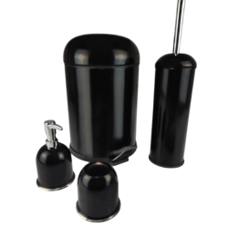 4’Lü Bon Kapak Banyo Seti Siyah (5 Lt Pedallı Çöp Kovası+Bon Kapak Wc Fırçalık+Sıvı Sabunluk+Diş Fırçalık) 4’Lü Bon Kapak Banyo Seti Siyah (5 Lt Pedallı Çöp Kovası+Bon Kapak Wc Fırçalık+Sıvı Sabunluk+Diş Fırçalık)