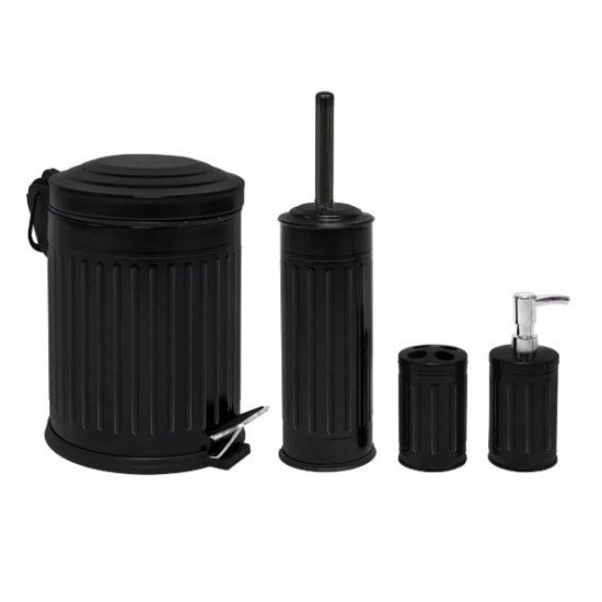 4’LÜ VINTAGE DESENLİ BANYO SETİ SİYAH (5 LT PEDALLI ÇÖP KOVASI+MİKRO WC FIRÇALIK+SIVI SABUNLUK+DİŞ FIRÇALIK) - Türkiyenin Toptan Tedarikçisi 4’LÜ VINTAGE DESENLİ BANYO SETİ SİYAH (5 LT PEDALLI ÇÖP KOVASI+MİKRO WC FIRÇALIK+SIVI SABUNLUK+DİŞ FIRÇALIK) - Toptan fiyatına