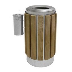 Ahşap Çöp Kovası Silindir