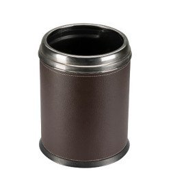 Deri Kaplama Ofis Tipi Çöp Kovası Kahverengi Deri Kaplama Ofis Tipi Çöp Kovası Kahverengi