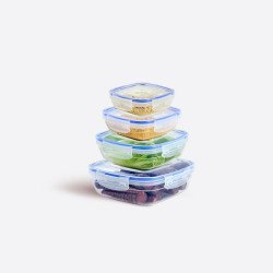 4'Lü Contalı Sızdırmaz Kare Set(350,600,1025,1700 Ml)