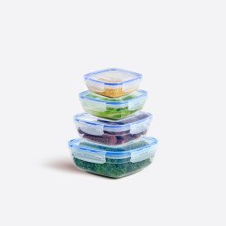 4'Lü Contalı Sızdırmaz Kare Set(600,1025,1700,2700 Ml)