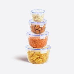 4'Lü Contalı Sızdırmaz Yuvarlak Saklama Set(625,1200,2100,3400 Ml)