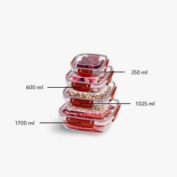 4'Lü Master Kare Set(350,600,1025,1700 Ml)