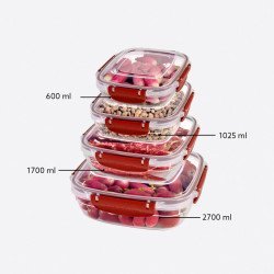 4'Lü Master Kare Set(600,1025,1700,2700 Ml) 4'Lü Master Kare Set(600,1025,1700,2700 Ml)