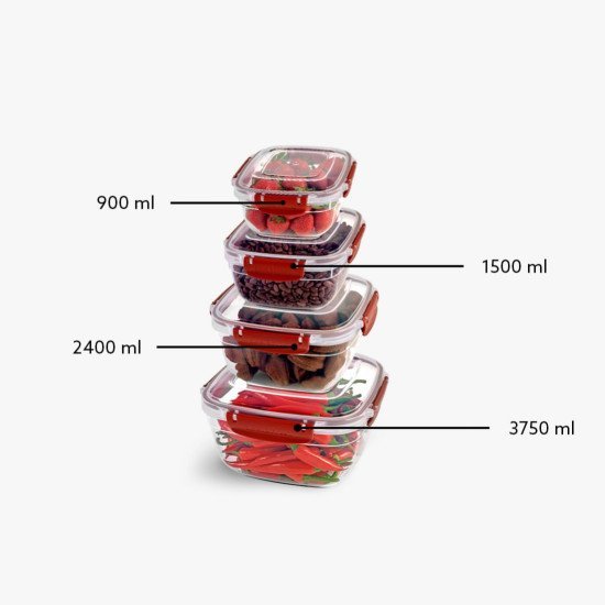 4lü Master Kare Set(900,1500,2400,3750 ml) - Türkiyenin Toptan Tedarikçisi 4lü Master Kare Set(900,1500,2400,3750 ml) - Toptan fiyatına