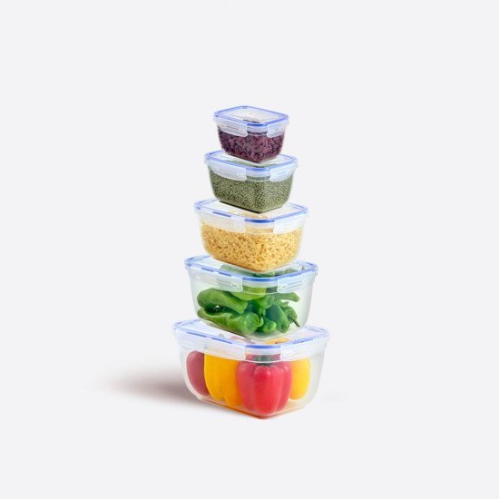 5li Contalı Dikdörtgen Set(550,1000,1800,3000,5000 ml) - Toptan fiyatına