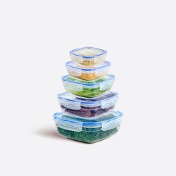 5'Li Contalı Sızdırmaz Kare Set(350,600,1025,1700,2700 Ml)