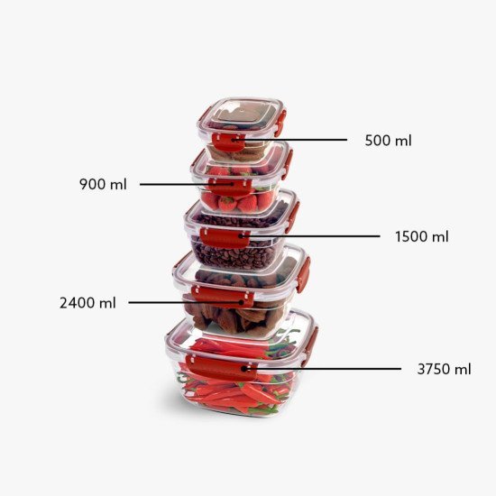5li Master Kare Set(500,900,1500,2400,3750 ml) - Türkiyenin Toptan Tedarikçisi 5li Master Kare Set(500,900,1500,2400,3750 ml) - Toptan fiyatına